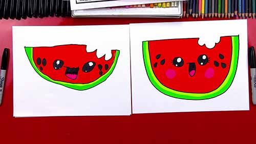 如何画一片卡通版的西瓜