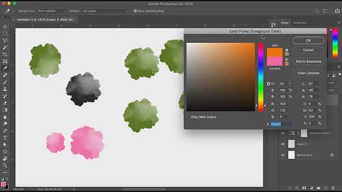 运用水彩树木笔刷