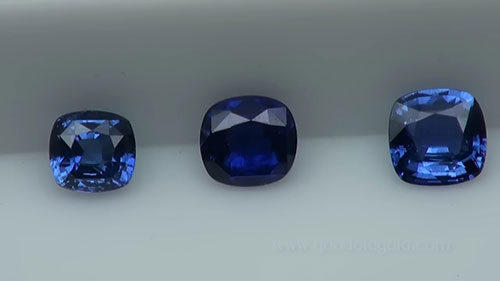 比较三颗蓝宝石